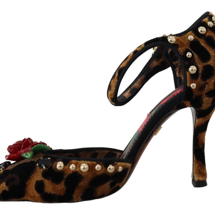 Tacones de sandalia con correa de tobillo de leopardo elegante