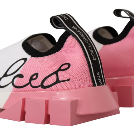 Eleganti sneaker slip-on sorrento in bianco e rosa