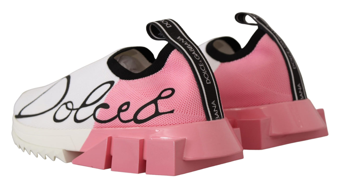 Eleganti sneaker slip-on sorrento in bianco e rosa