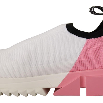 Eleganti sneaker slip-on sorrento in bianco e rosa