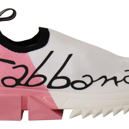 Eleganti sneaker slip-on sorrento in bianco e rosa