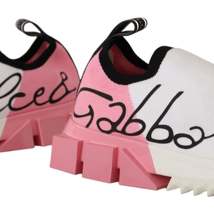 Eleganti sneaker slip-on sorrento in bianco e rosa