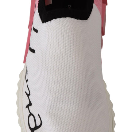 Eleganti sneaker slip-on sorrento in bianco e rosa