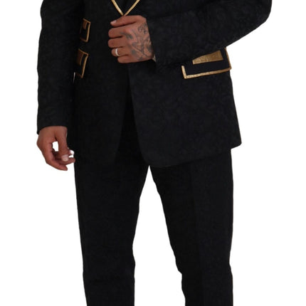 Elegant Black & Gold Slim Fit 3 Piece Suit