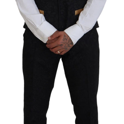 Elegant Black & Gold Slim Fit 3 Piece Suit