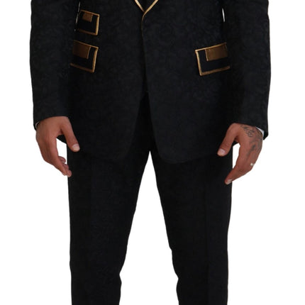 Elegant Black & Gold Slim Fit 3 Piece Suit