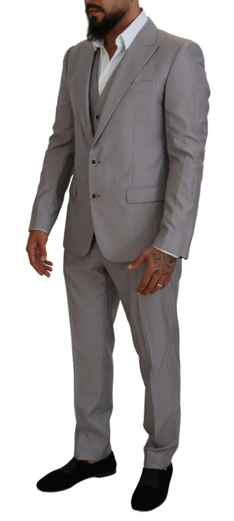 Traje elegante de tres piezas de Silver Slim Fit