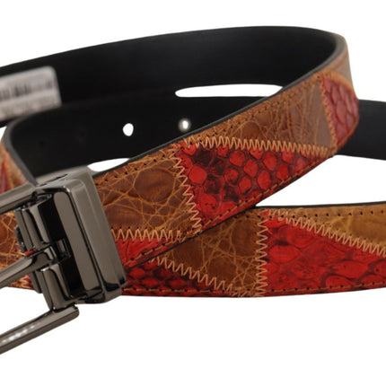 Elegant Two-Tone Snakeskin Leather Belt