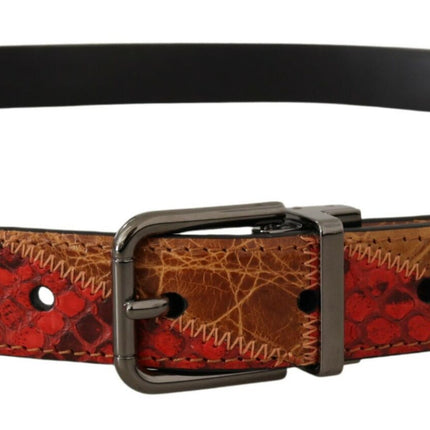 Elegant Two-Tone Snakeskin Leather Belt