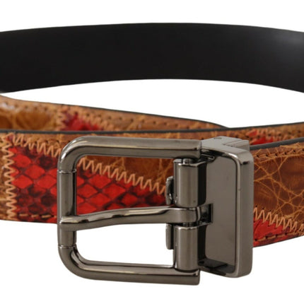 Elegant Two-Tone Snakeskin Leather Belt