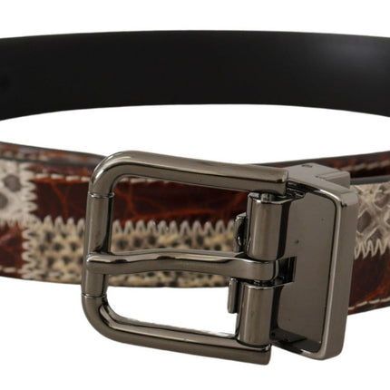 Multicolor Patchwork Snakeskin Belt