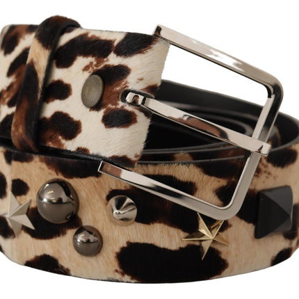 Elegant Leopard Print Leather Belt