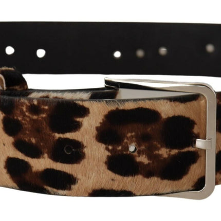 Elegant Leopard Print Leather Belt