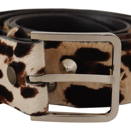 Elegant Leopard Print Leather Belt