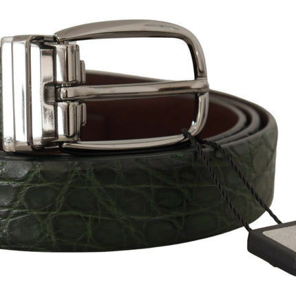 Elegant Italian Leather Crocodile Belt