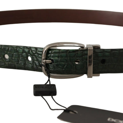 Elegant Italian Leather Crocodile Belt