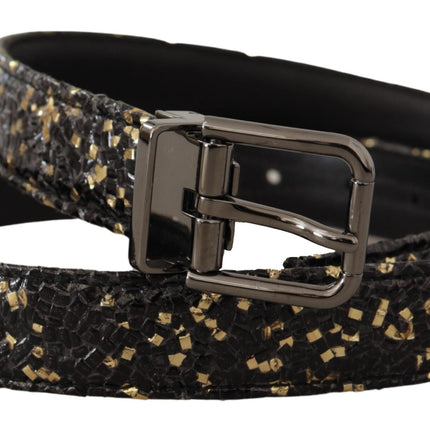 Elegant Italian Leather Belt with Crown Detail