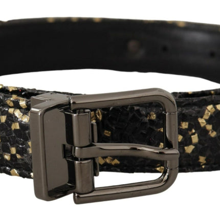 Elegant Italian Leather Belt with Crown Detail