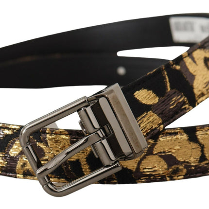 Multicolor Leather Belt with Black Buckle