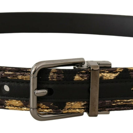 Multicolor Leather Belt with Black Buckle