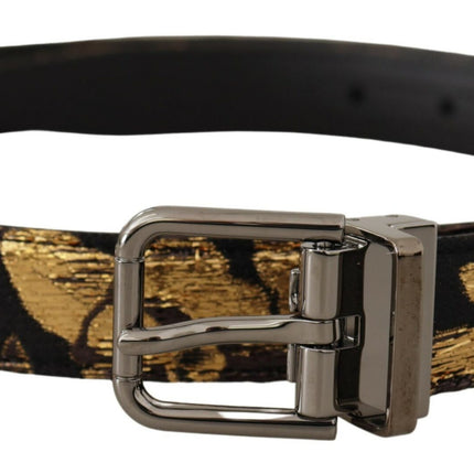 Multicolor Leather Belt with Black Buckle