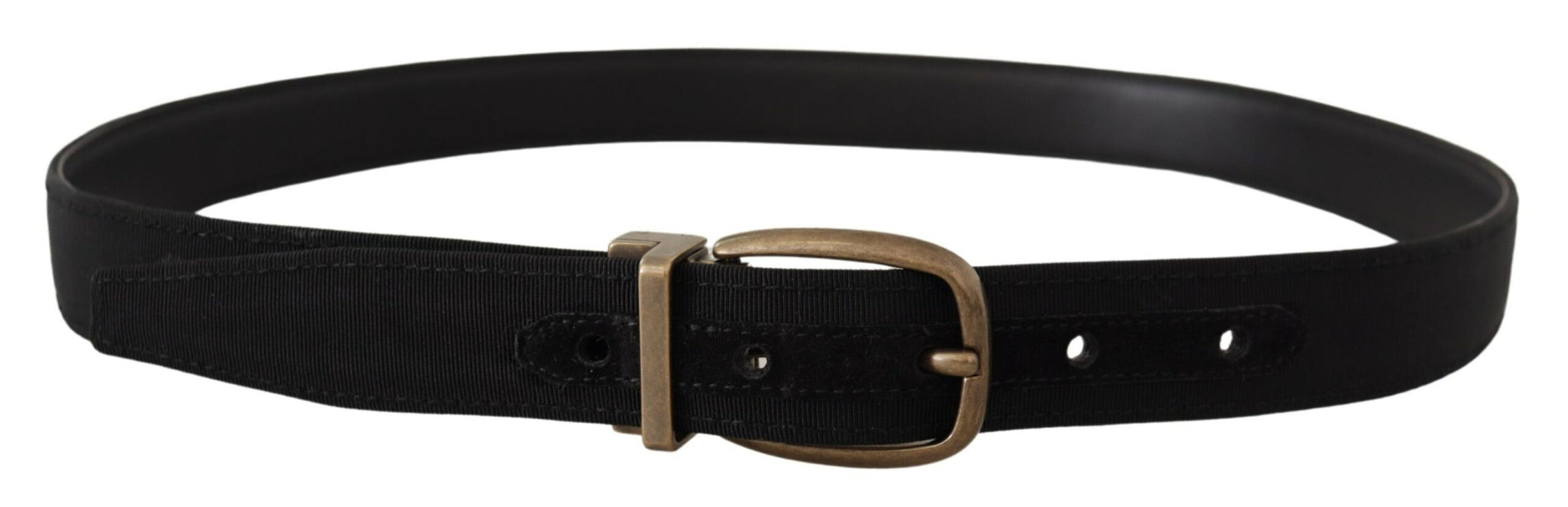 Elegant Grosgrain Leather Belt - Black