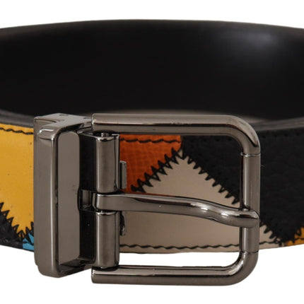 Multicolor Leather Belt with Silver Buckle