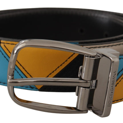 Elegant Multicolor Leather Belt with Silver Buckle