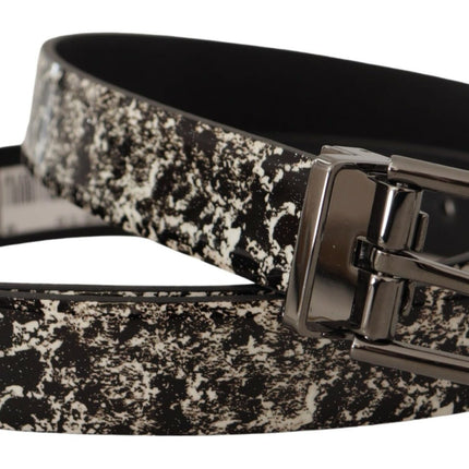 Elegant Marble Print Leather Belt