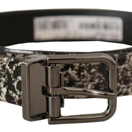 Elegant Marble Print Leather Belt