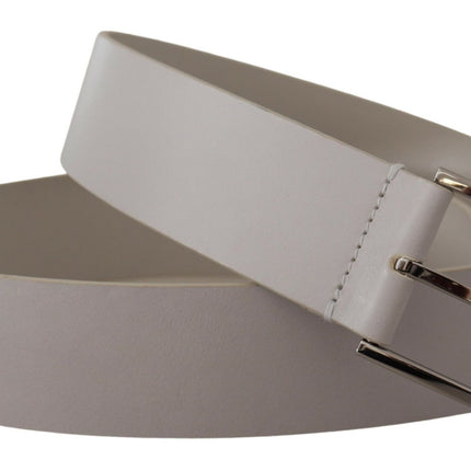 Elegant White Vitello Leather Belt