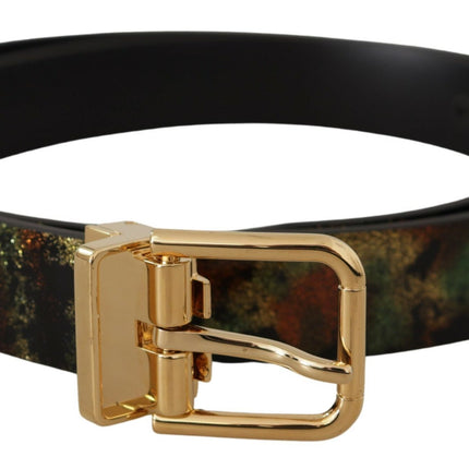 Elegant Leather Belt with Bronze Buckle