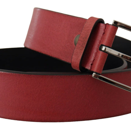 Elegant Grosgrain Leather Belt with Silver Buckle