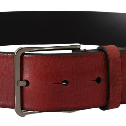 Elegant Grosgrain Leather Belt with Silver Buckle