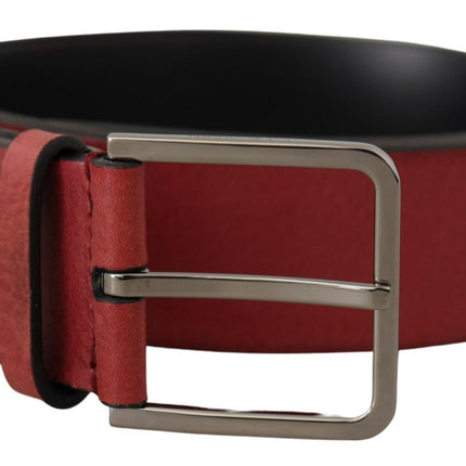 Elegant Grosgrain Leather Belt with Silver Buckle