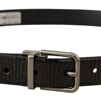 Elegant Black Leather Belt with Silver Buckle