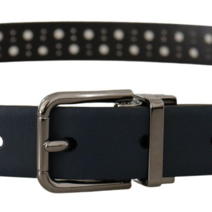 Elegant Navy Blue Leather Belt