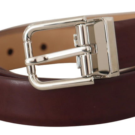 Elegant Leather Belt with Silver Tone Buckle