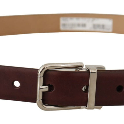 Elegant Leather Belt with Silver Tone Buckle