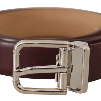 Elegant Leather Belt with Silver Tone Buckle