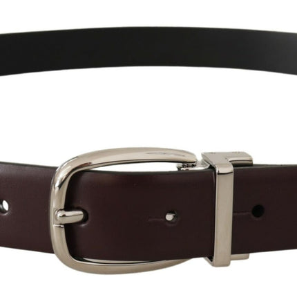 Elegant Leather Belt with Silver Metal Buckle