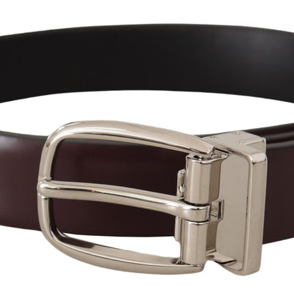 Elegant Leather Belt with Silver Metal Buckle