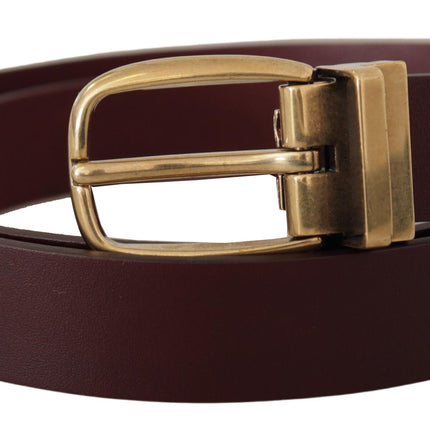 Elegant Brown Leather Belt with Gold Buckle