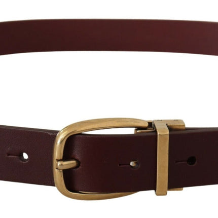 Elegant Brown Leather Belt with Gold Buckle