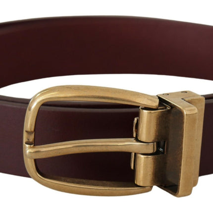 Elegant Brown Leather Belt with Gold Buckle