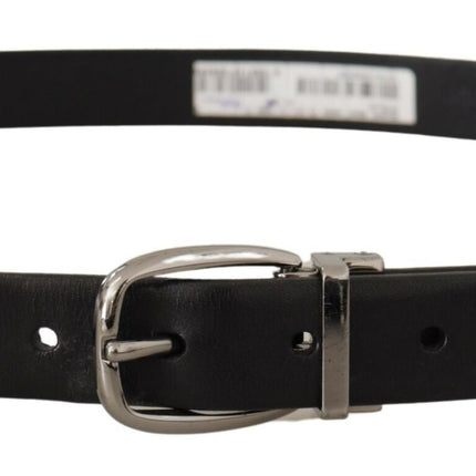 Elegant Black Leather Designer Belt