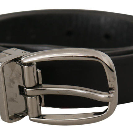 Elegant Black Leather Designer Belt