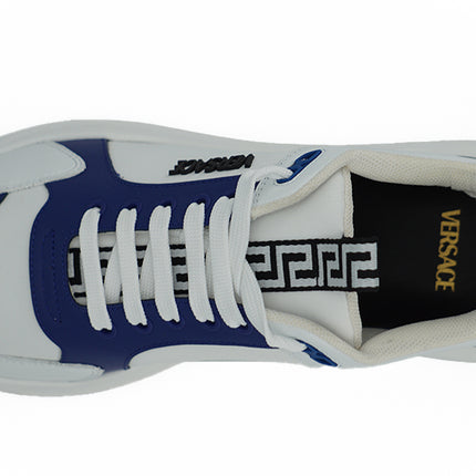 Elegant Blue and White Leather Sneakers