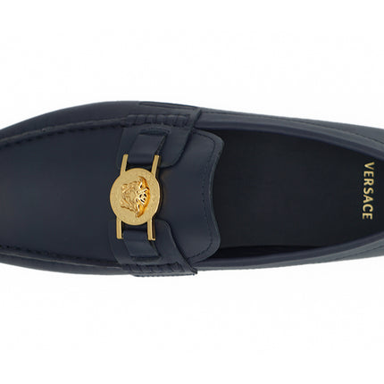 Elegante marineblauwe kalf lederen loafers