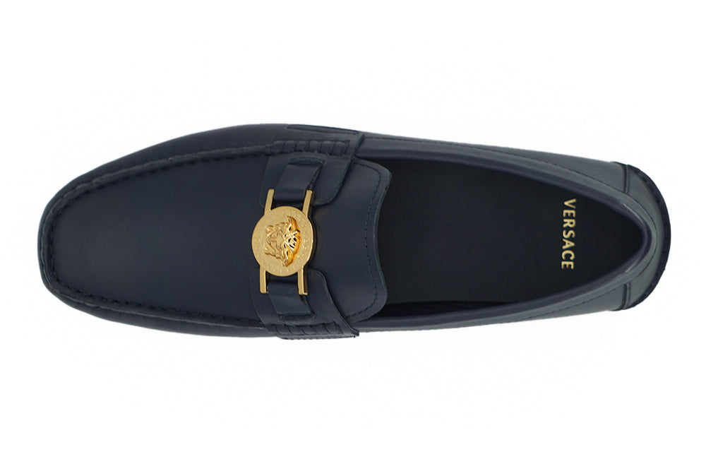 Elegante marineblauwe kalf lederen loafers